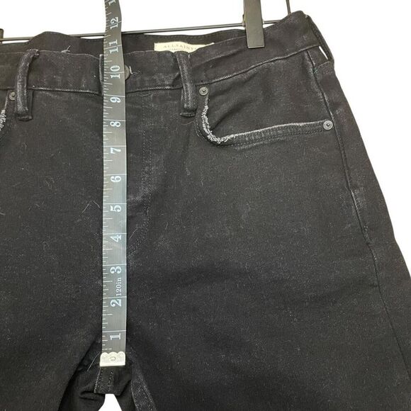 All Saints Black Distressed Gothic Grunge High Rise Button Fly Cigarette Jeans S - Picture 6 of 11
